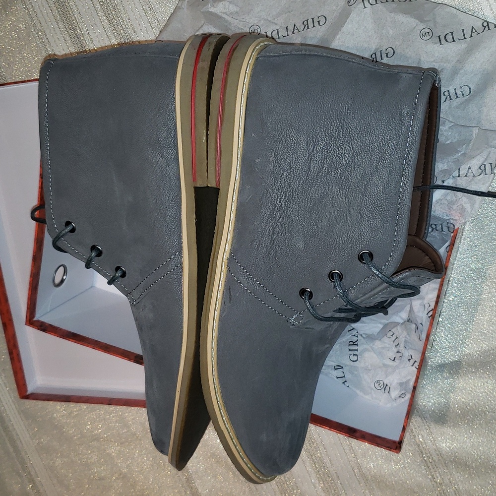Giraldi NEW 'Danny-4' Chukka Boots Faux Suede NIB Grey Men's 13 - Picture 9 of 16